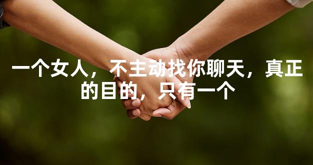 一个女人，不主动找你聊天，真正的目的，只有一个