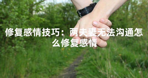 修复感情技巧：两夫妻无法沟通怎么修复感情