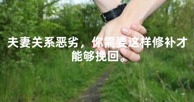 夫妻关系恶劣，你需要这样修补才能够挽回。