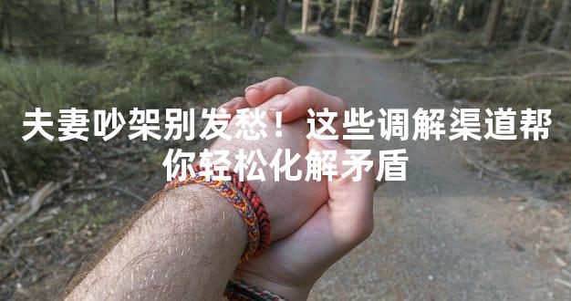 夫妻吵架别发愁！这些调解渠道帮你轻松化解矛盾