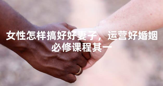 女性怎样搞好好妻子，运营好婚姻必修课程其一