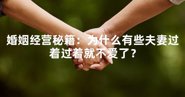 婚姻经营秘籍：为什么有些夫妻过着过着就不爱了？