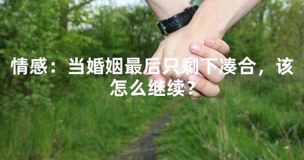 情感：当婚姻最后只剩下凑合，该怎么继续？