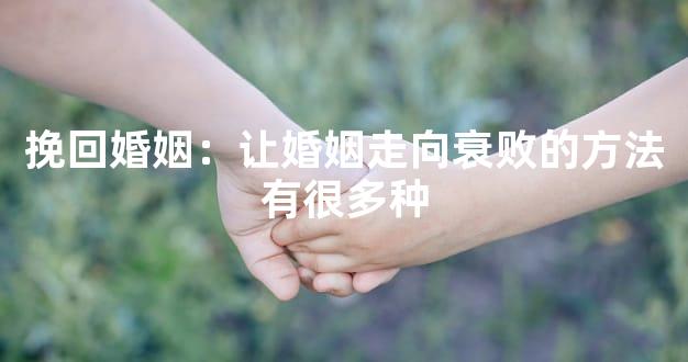 挽回婚姻：让婚姻走向衰败的方法有很多种