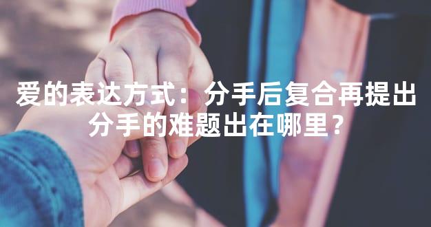 爱的表达方式：分手后复合再提出分手的难题出在哪里？