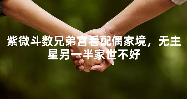 紫微斗数兄弟宫看配偶家境，无主星另一半家世不好