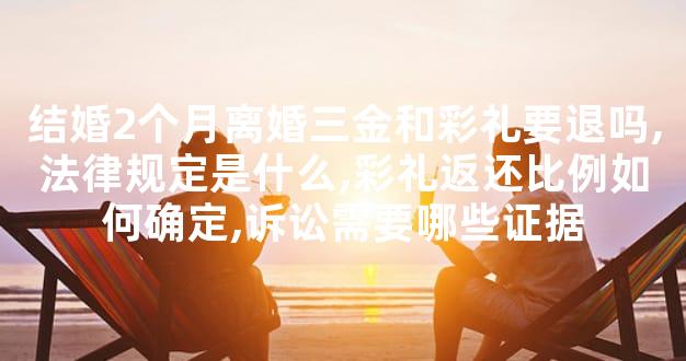 结婚2个月离婚三金和彩礼要退吗,法律规定是什么,彩礼返还比例如何确定,诉讼