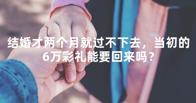 结婚才两个月就过不下去，当初的6万彩礼能要回来吗