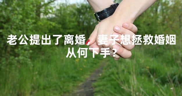 老公提出了离婚，妻子想拯救婚姻从何下手？